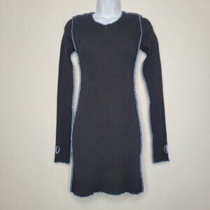I Girl Fallon Waffle Thermal Dress black blue wings goth grunge emo scene medium